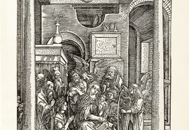 Albrecht_durer._the_adoration_of_the_virgin_maria._life_of_the_virgin_series._1500_-_1502._woodcut_print_lifetime._21x29