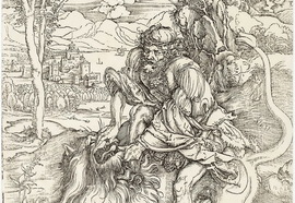 Albrecht_durer.._samson__opens_his_mouth.__1497._woodcut_print_during_lifetime._28x38_cm
