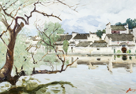 Vasiliev_d.__rain_is_about_to_stop._hun_zun._2010._oil_on_canvas._40x70_cm.