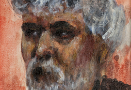 Mochalov_s._portrait_of__the_painter_a._kalashnikov._2012._cardboard__tempera__lacquer._24x20_cm.