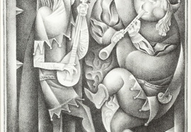 Volovitch_v._based_on_zh._bedie._the_romance_about_tristan_and_izolda._dance_of_histrionic._1972._etching._edition_13._43x32_cm.