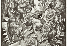 Volovitch_v._circus._angry_donkeys._polyptych._1980._etching._edition_530._46x33_5_cm.