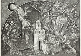Volovitch_v._the_song_of_igor's_campaign._ascension._1982._etching__soft-touch_varnish._edition_32._35_5x48_cm.