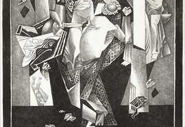 Volovitch_v._aeschylus._death_of_agomemnon._oresteia._second_list._1987._etching__soft-touch_varnish._edition_30._49x43_5_cm
