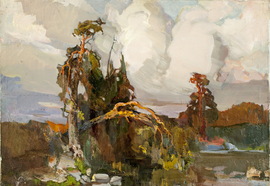 Tryastsin_v._bright_evening._1987._oil_on_canvas._41%d1%8536_%d1%81m.